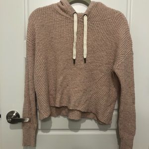 Pink Cropped Sweater Hoodie from American Eagle